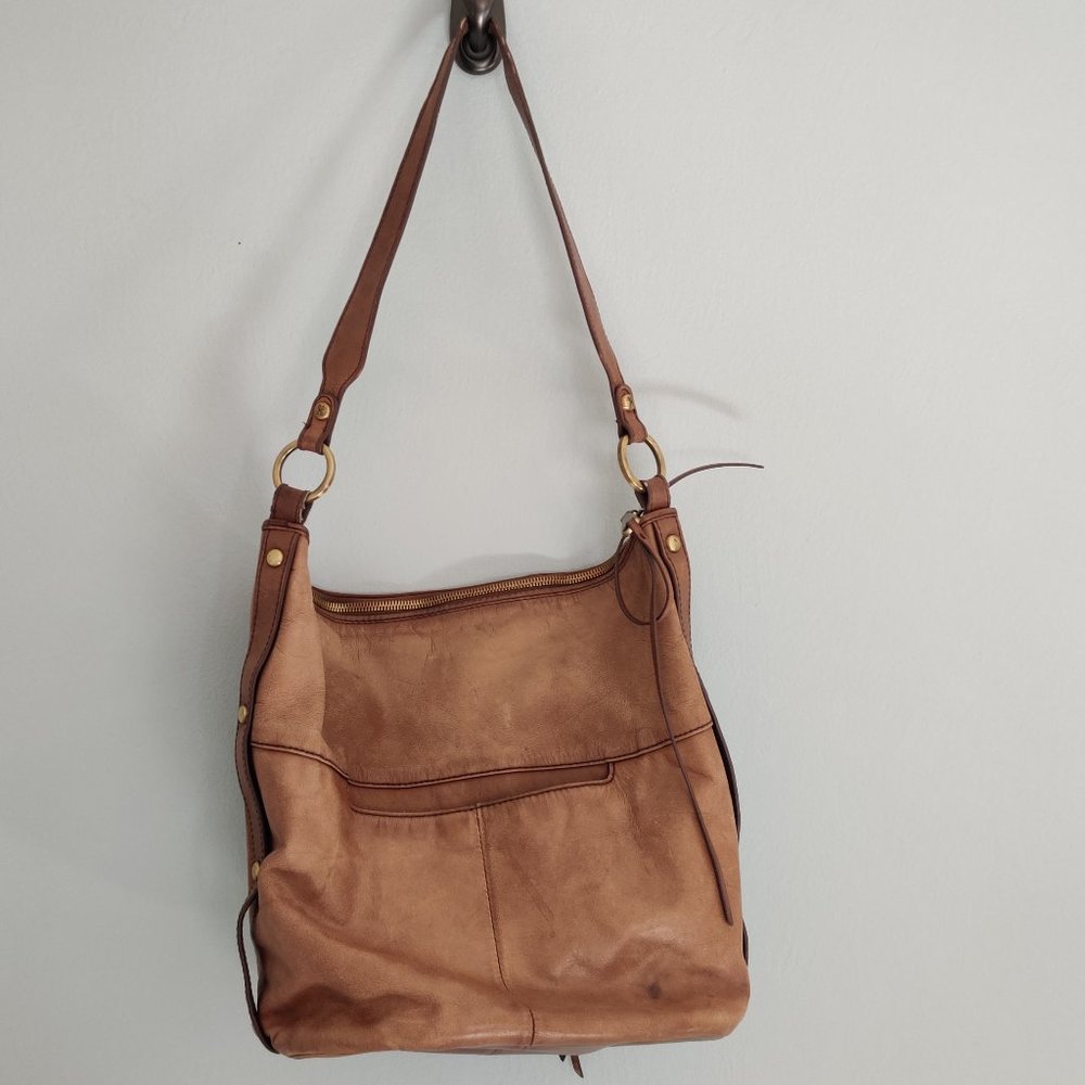 Hobo Soft Leather One Shoulder Purse Bag with Multiple Pockets Brown